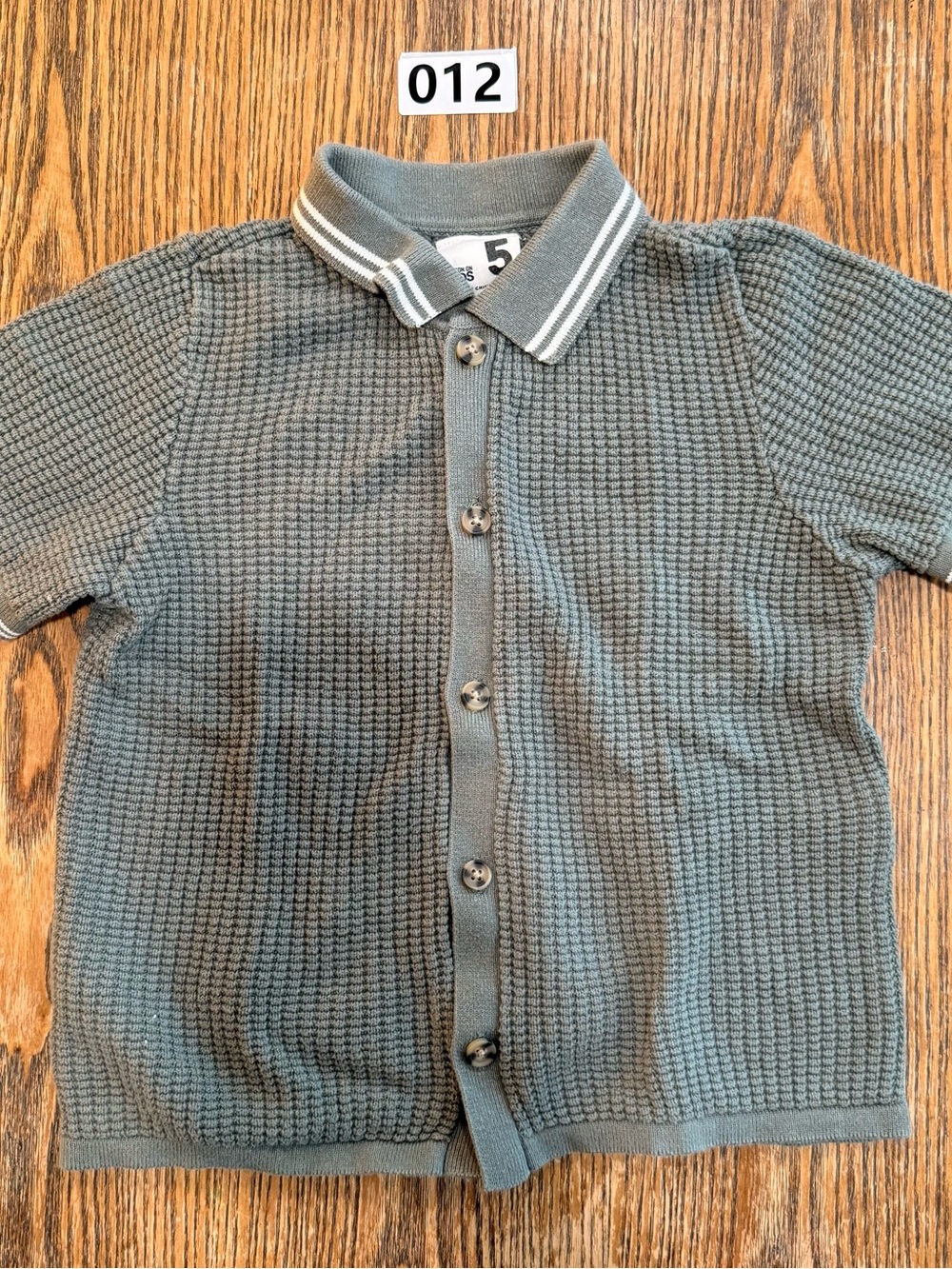 Cotton On Kids Knit Button-Front Polo Shirt - Gray with White Trim